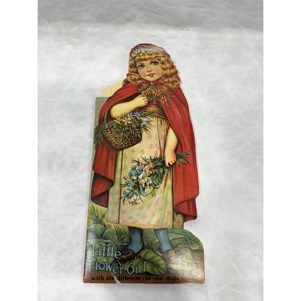 Vintage Little Flower Girl Paper Dolls Die Cut Book Merrill Publishing Hong Kong